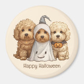 Aimant Joyeux chien d'Halloween Goldendoodle (Devant)