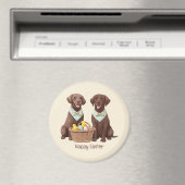 Aimant Joyeux Chiens de récupération de chocolat de Pâque (In Situ (Lave-vaisselle))