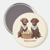 Aimant Joyeux Chiens de récupération de chocolat de Pâque (Recto/Verso)
