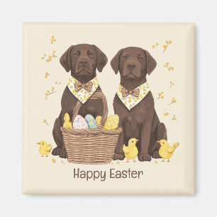 Aimant Joyeux Chiens de récupération de chocolat de Pâque