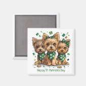 Aimant Joyeux Chiens du Yorkshire Terrier de St. Patrick' (Recto/Verso)