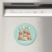 Aimant Joyeux Chiens Goldendoodle Anniversaire (In Situ (Lave-vaisselle))