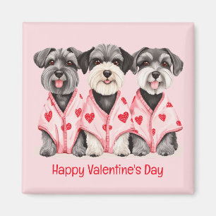 Aimant Joyeux Chiens Schnauzer de la Journée des Valentin