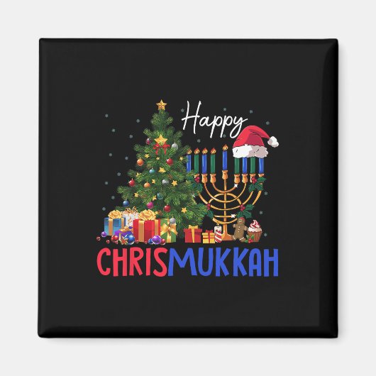 Aimant Joyeux Chrismukkah Joyeux Noël Hanoukka 2 (Devant)