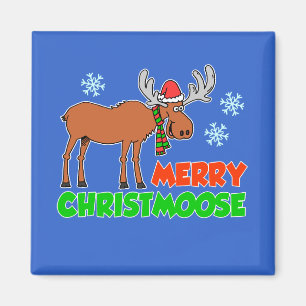 Aimant Joyeux Christmoose mignon Caricature Moose
