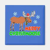 Aimant Joyeux Christmoose Mignon Moose de Dessin Animé (Devant)