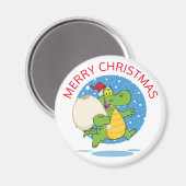 Aimant Joyeux crocodile de Noël Père Noël | Vacances (Recto/Verso)