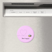 Aimant Joyeux dessin humoristique d'abeilles amusant rose (In Situ (Lave-vaisselle))