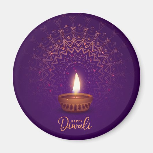 Aimant Joyeux Diwali - Bougie allumée (Devant)