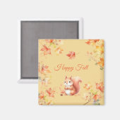 Aimant Joyeux écureuil d'automne en Feuille (Recto/Verso)