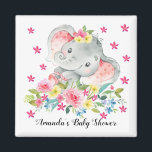 Aimant Joyeux Elephant Baby Girls Douche Favoriser<br><div class="desc">Un joli aimant d'éléphant pour un baby shower de filles. Changez l'arrière - plan en cliquant sur customiser et utilisez notre sélecteur de couleurs!. Objets correspondants disponibles dans notre boutique.</div>
