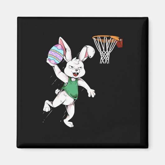 Aimant Joyeux enfants de Pâques garçons Bunny Dunk Basket (Devant)