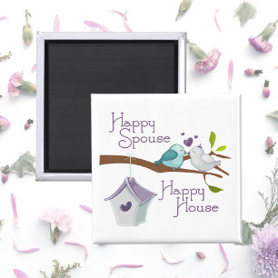 Aimant Joyeux Époux Happy House Inséparables de dessins a