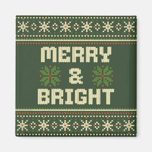 Aimant Joyeux et brillant pull de Noël Nordic Knit (Devant)