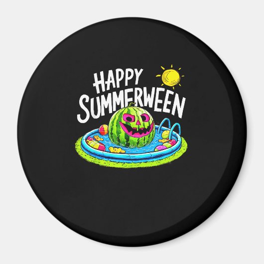 Aimant Joyeux été pastèque Jack-O-Lantern (Devant)