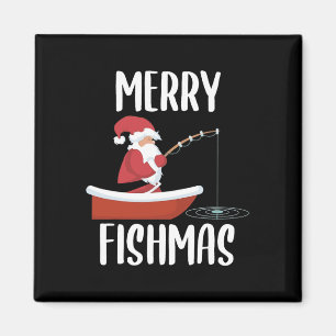 Aimant Joyeux Fish Noël Drôle de Père Noël Pêcheur Poisso