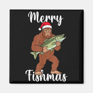 Aimant Joyeux Fishmas Bigfoot Pêche Drôle Sasquatch Père