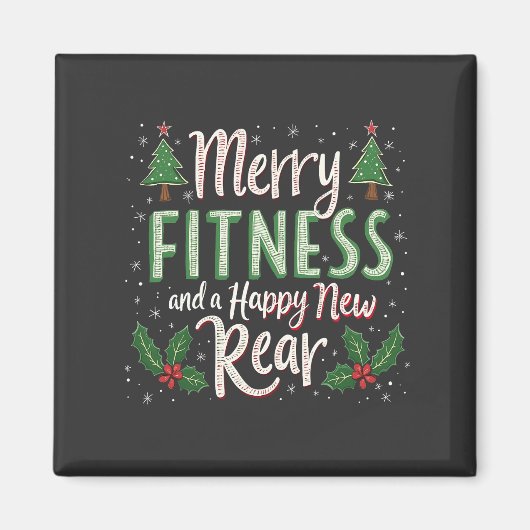 Aimant Joyeux Fitness et Joyeux nouveau Bodybuilding arri (Devant)