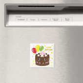 Aimant Joyeux gâteau au chocolat d'anniversaire, kawaii (In Situ (Lave-vaisselle))