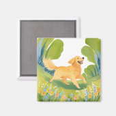 Aimant Joyeux Golden Retriever | Carte d'aquarelle (Recto/Verso)