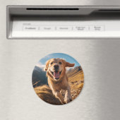 Aimant Joyeux Golden Retriever en cours (In Situ (Lave-vaisselle))