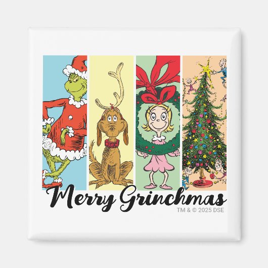 Aimant Joyeux Grinchmas Collage de Fêtes (Devant)