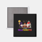 Aimant Joyeux Hallothanksmas Gnome Halloween Thanksgiving (Recto/Verso)