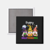 Aimant Joyeux Hallothanksmas Gnomes Halloween Thanksgivin (Recto/Verso)