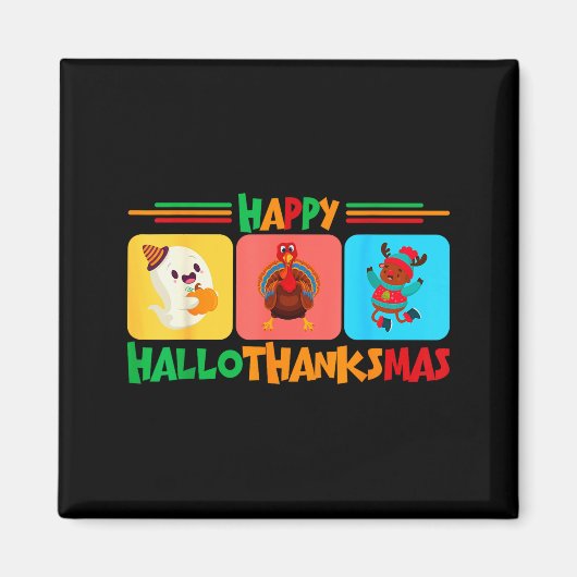Aimant Joyeux Hallothanksmas Noël et Thanksgiving  (Devant)
