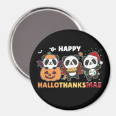 Aimant Joyeux Hallothanksmas Pandas Christmas Panda Magne (Recto/Verso)