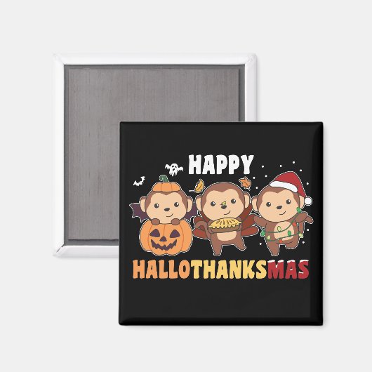 Aimant Joyeux Hallothanksmas Singe Noël Singes Magn (Recto/Verso)
