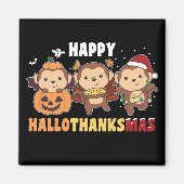 Aimant Joyeux Hallothanksmas Singe Noël Singes Magn (Devant)