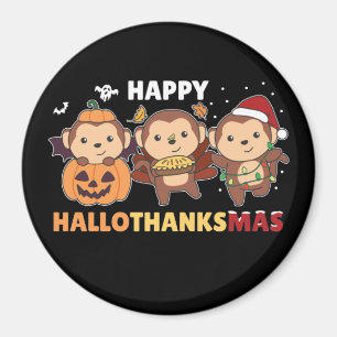 Aimant Joyeux Hallothanksmas Singe Noël Singes Magn