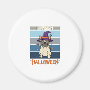 Aimant Joyeux Halloween Bouledogue Français Sorcière Toil