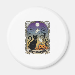 Aimant Joyeux Halloween Chat Noir Fantômes Citrouilles_1