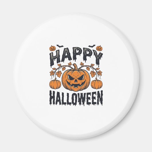 Aimant Joyeux Halloween Citrouille Design de Gravure Vint (Devant)