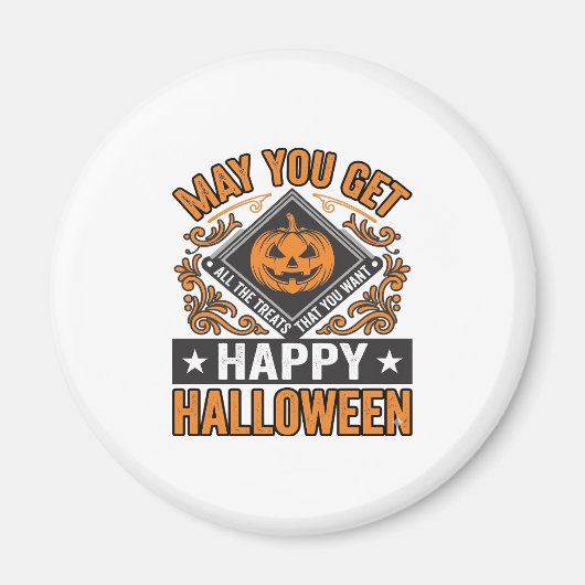 Aimant Joyeux Halloween Citrouille Traitements Vintage (Devant)