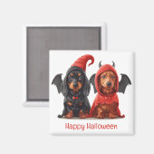 Aimant Joyeux Halloween Dachshund Chiens Devil Bat (Recto/Verso)