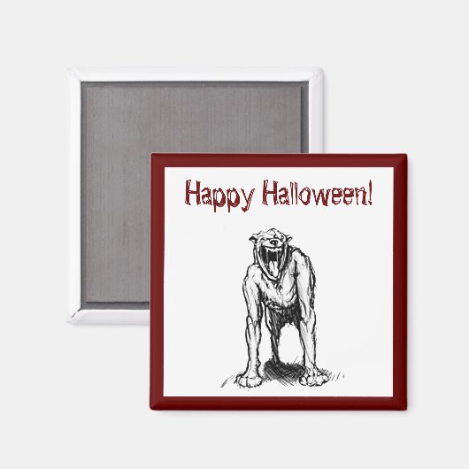 Aimant Joyeux Halloween Scary Éffrayant Demon Hell Chien (Recto/Verso)