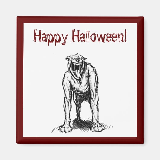 Aimant Joyeux Halloween Scary Éffrayant Demon Hell Chien (Devant)