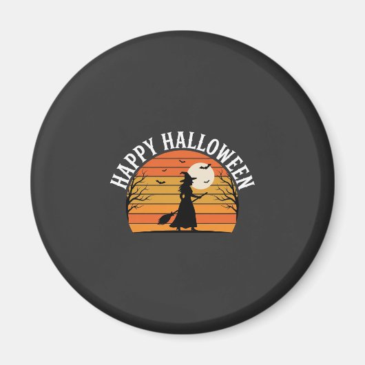 Aimant Joyeux Halloween Sorcière Coucher de soleil Design (Devant)