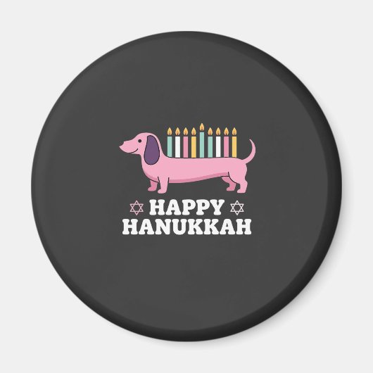 Aimant Joyeux Hanukkah chien teckel (Devant)
