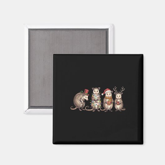 Aimant Joyeux Hissmas Opossum Noël Noël Noël Chapeau Noël (Recto/Verso)