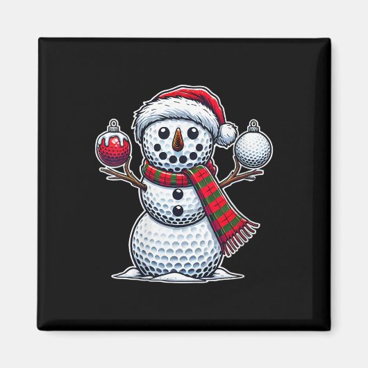 Aimant Joyeux Jour de Noël Fêtes Fêtes Golf Ball Snowman (Devant)