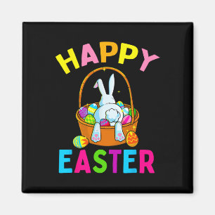 Aimant Joyeux Jour de Pâques Lapin Chasse Oeufs Chocolat
