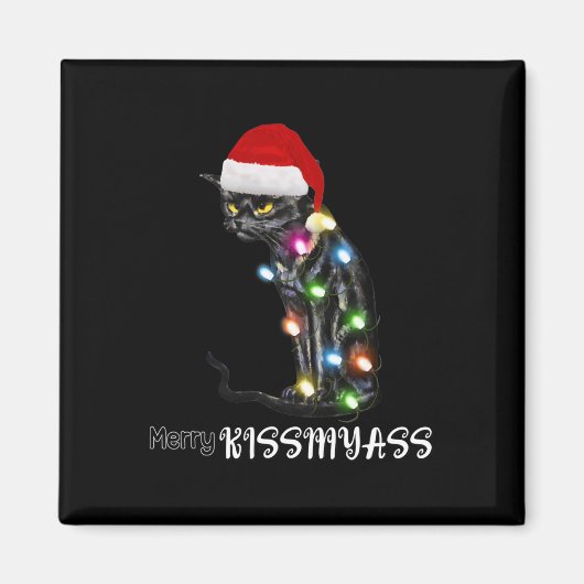 Aimant Joyeux Kissmyass Fun Chat Feux Noël 1 (Devant)
