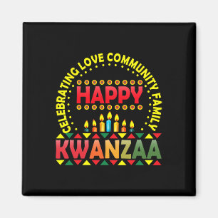 Aimant Joyeux Kwanzaa célébrant l'amour Kinara Noël Af
