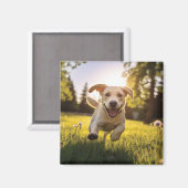 Aimant Joyeux Labrador Puppy Running (Recto/Verso)