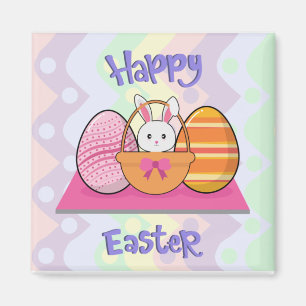Aimant Joyeux Lapin de Pâques Panier d'Oeufs Mignon de Pâ