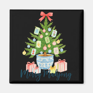 Aimant Joyeux Mahjong Arbre de Noël Chinoiserie Fêtes 